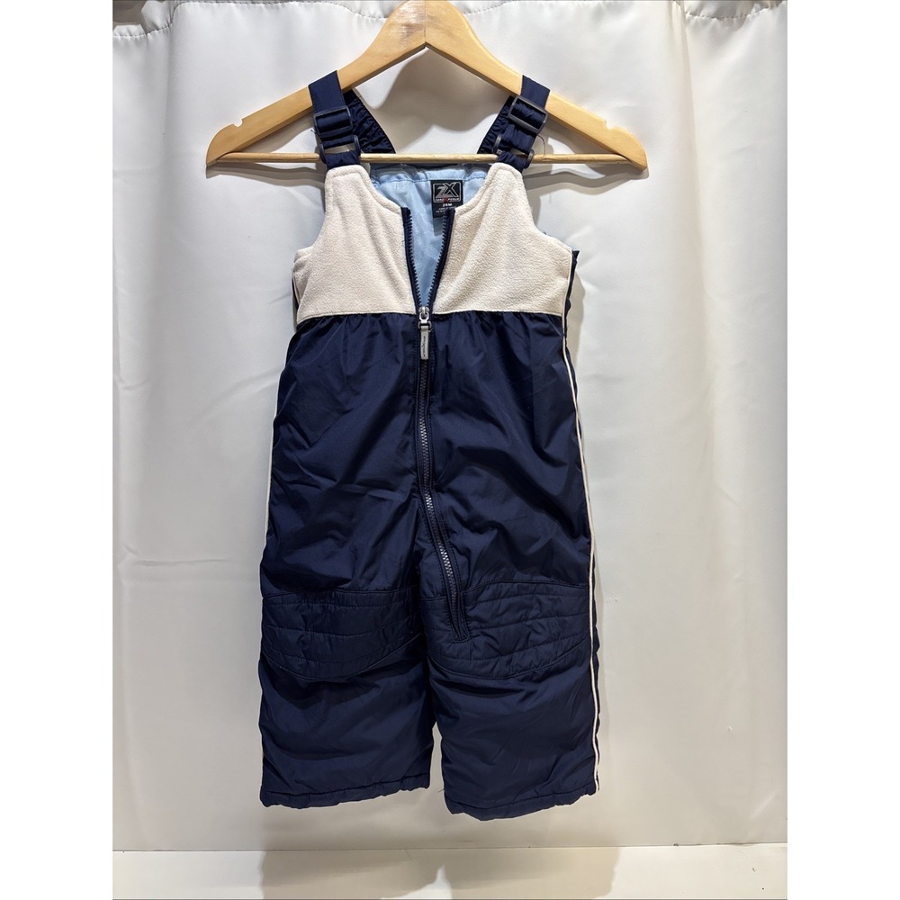 Zero Xposure kids snow ski pants bib Size 24 Months Blue/White Reinforced Knee